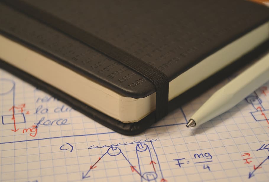 close-up, knowledge, notebook, paper, pen, physics, no people HD wallpaper