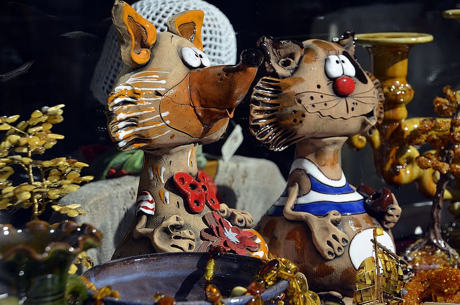 pottery, cartoon, figures, characters, fun, colourful, ceramic HD wallpaper