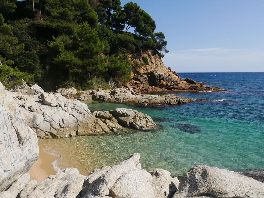 landscape photography of cliff and sea, Spain, Catalonia, Costa Brava, HD wallpaper