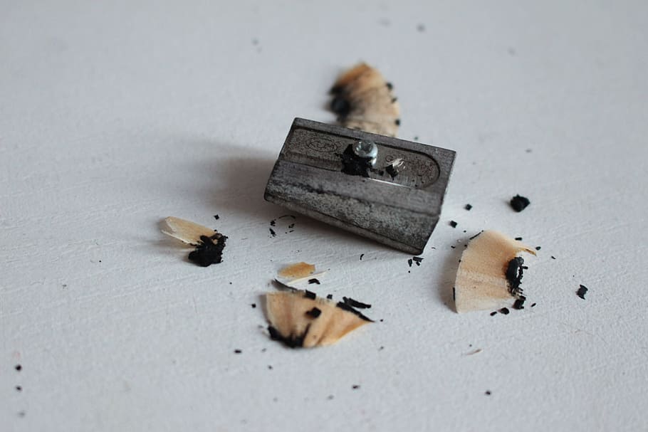gray, sharpener, pencil sharpener, indoors, pencil shavings, still life HD wallpaper