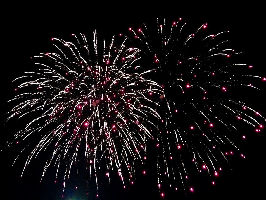 fireworks display, rocket, night, sylvester, new year's eve HD wallpaper