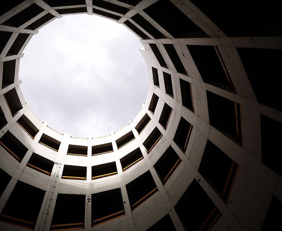 low angle photography of white concrete building, photo of white concrete building HD wallpaper