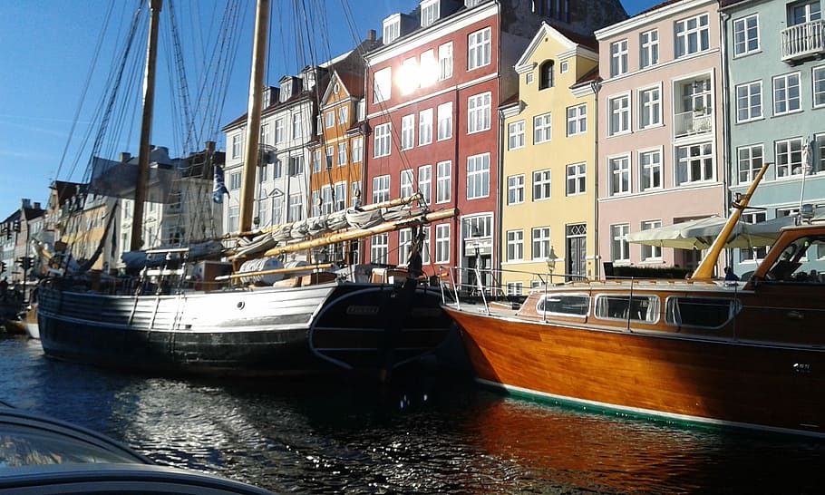 Copenhagen, Boat, River, nautical vessel, transportation, moored HD wallpaper