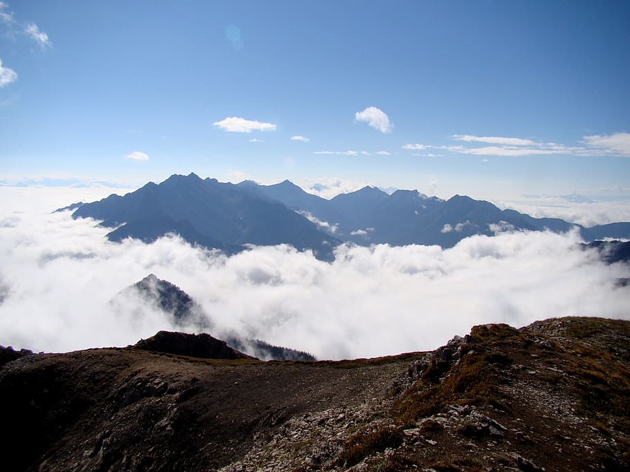 mountains, hiking, clouds, landscape, kootenay, nature, adventure HD wallpaper