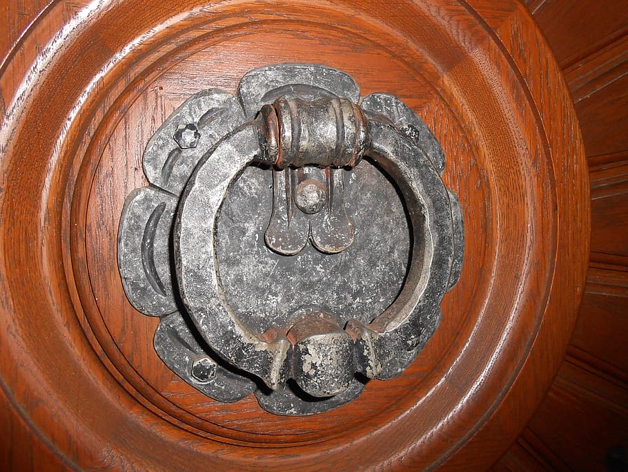 Door Knob, Tap, Handle, Old, ring, thumper, metal handle, antique, HD wallpaper