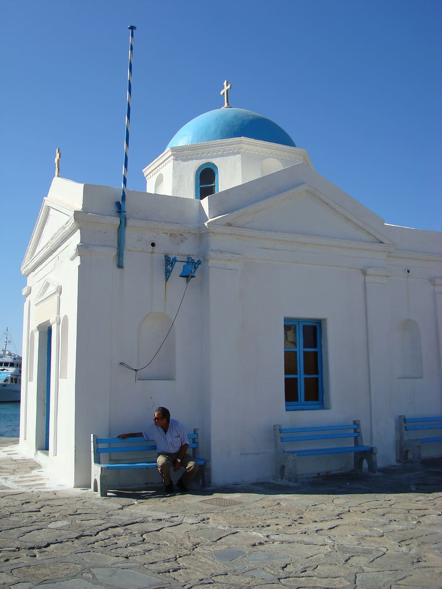 church, greece, mykonos, architecture, built structure, building exterior, HD wallpaper