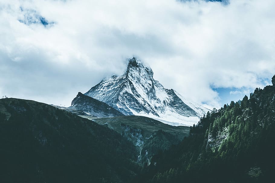 white and black mountain covered by snow, mountain peak during daytime HD wallpaper