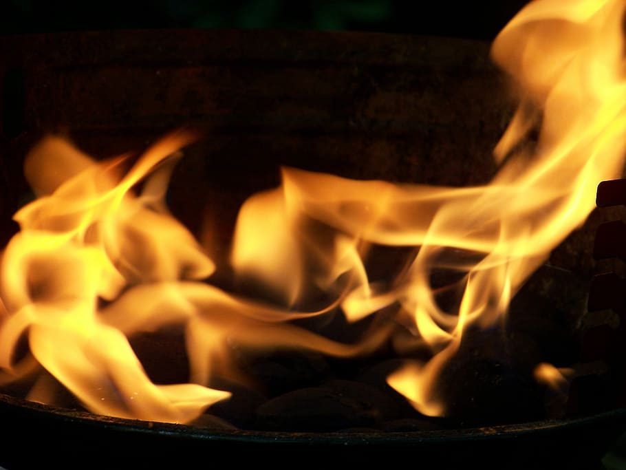 burning coals on pit, Fire, Flames, Burns, Flammable, hot, heat HD wallpaper