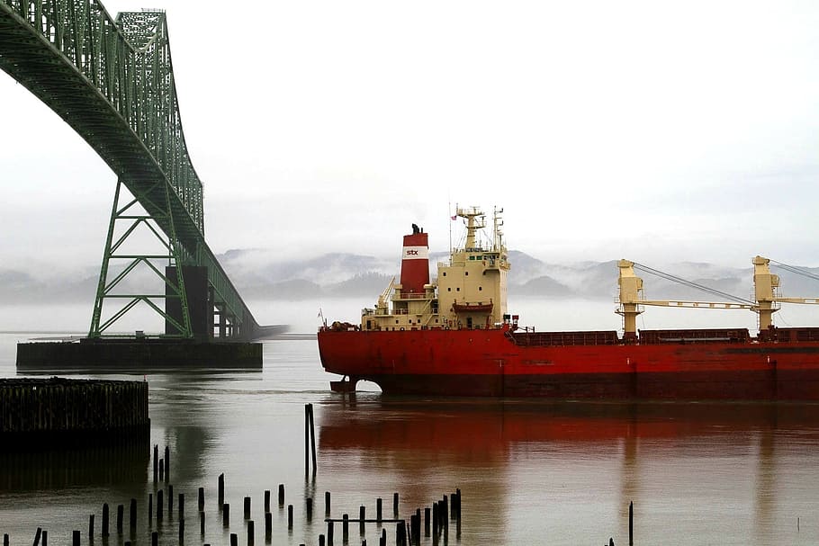 ship, bridge, structure, infrastructure, architecture, fog HD wallpaper
