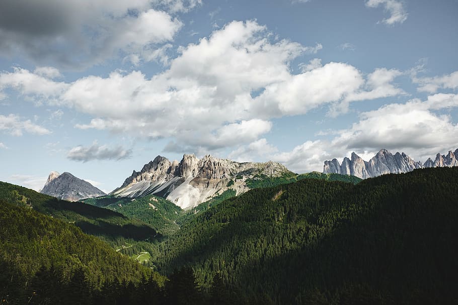 white and green mountain under blue sky at daytime, highland HD wallpaper