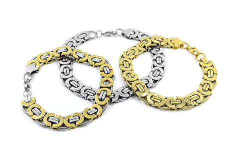 stainless, background, white, bracelet, steel, gold, jewelry HD wallpaper