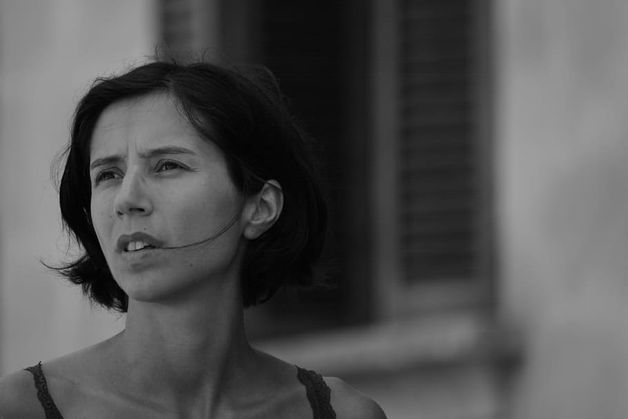 greyscale photo of woman neqar window, escorca, pride, spain HD wallpaper