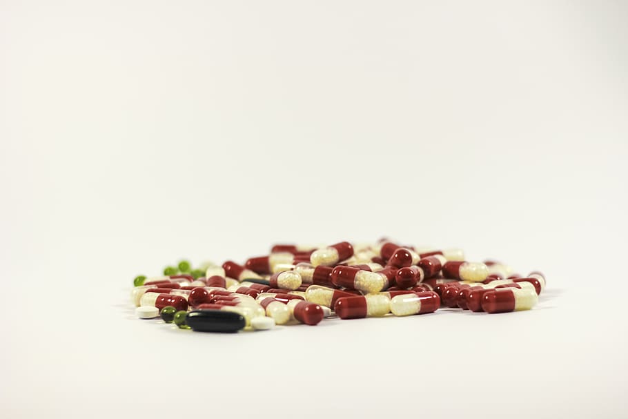 red and white medicine capsules, cure, drug, cold, dose, the disease HD wallpaper