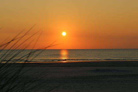waves rushed to shore during sunset, beach, dune, cloud, sky HD wallpaper