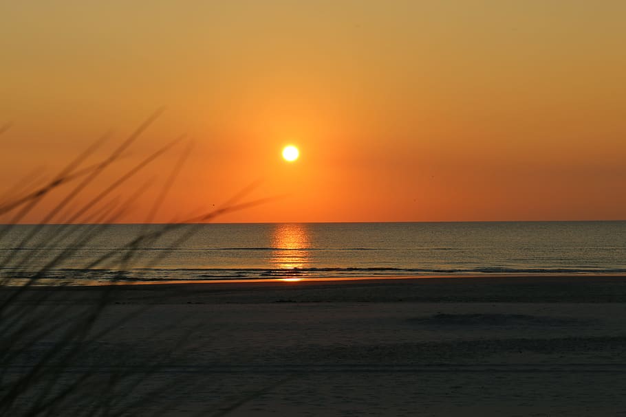 waves rushed to shore during sunset, beach, dune, cloud, sky HD wallpaper