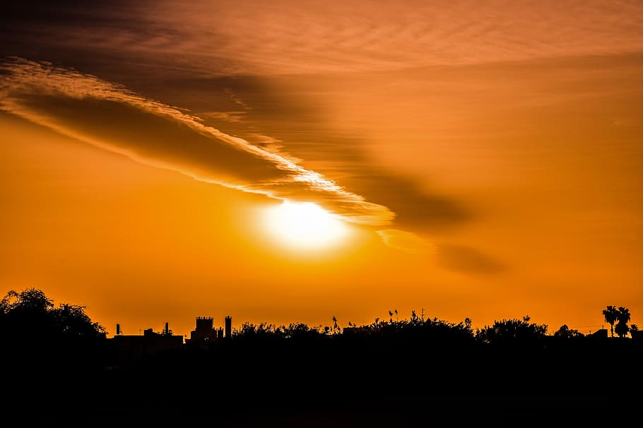 sunset, sky, clouds, dusk, evening, nature, cloud - sky, silhouette HD wallpaper