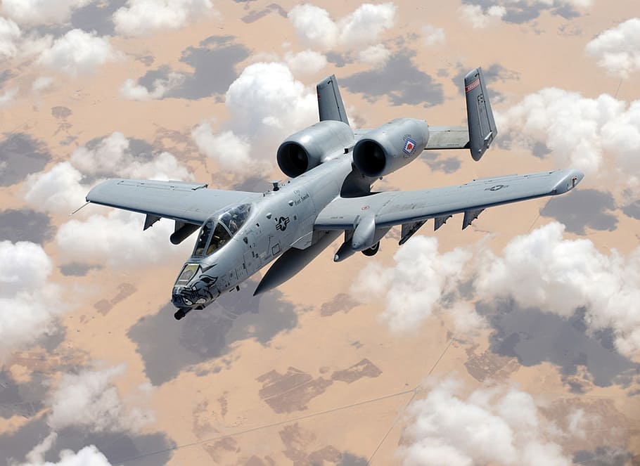 gray aircraft above clouds, military, thunderbolt, a-10, usa, HD wallpaper