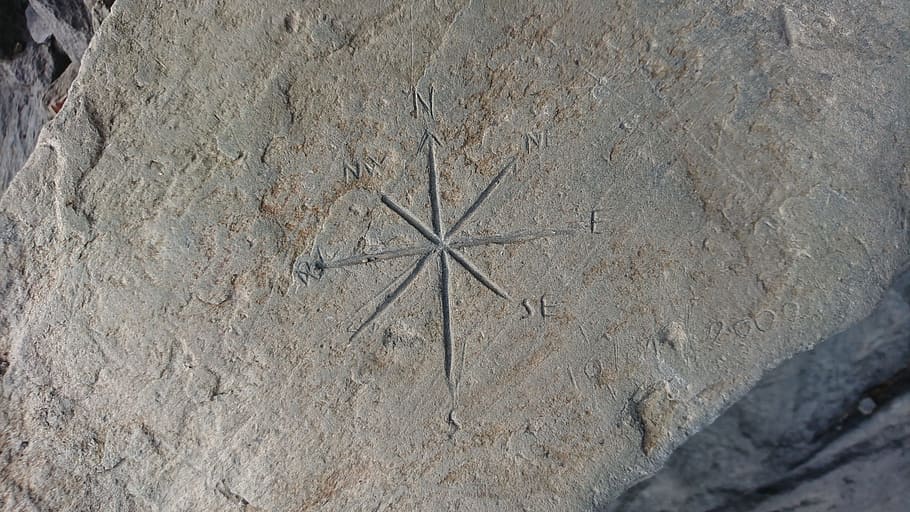 compass, north, navigation, map, orientation, steinig, nature HD wallpaper