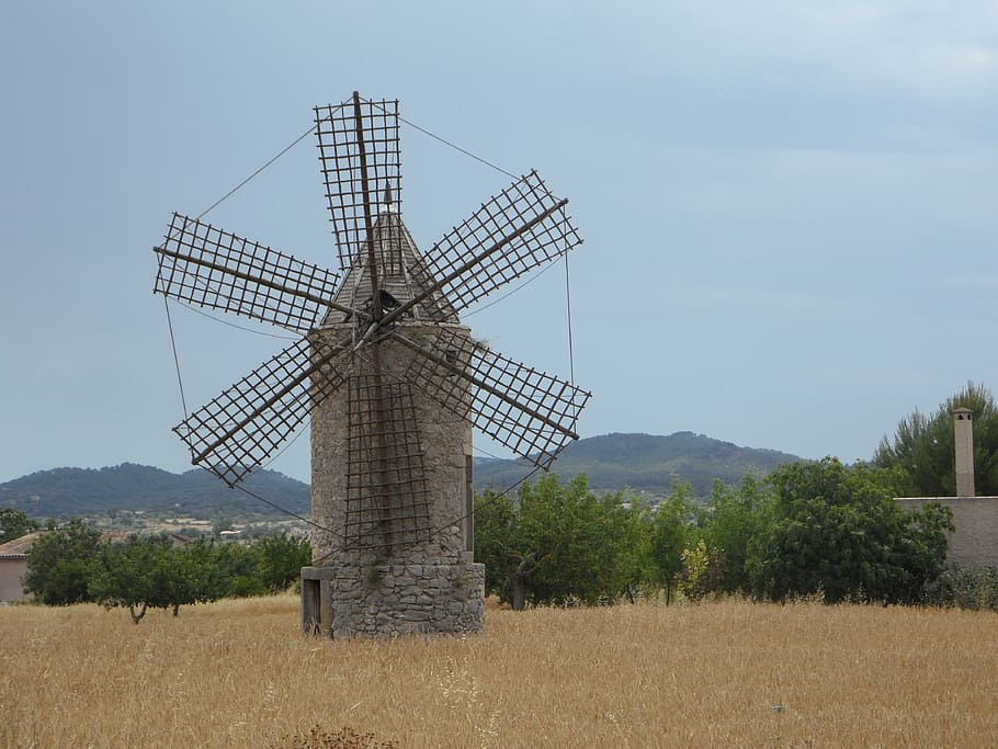 old mill, windmill, landmark, mallorca, historically, building HD wallpaper