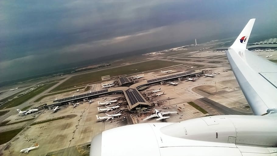 View from the Plane in Kuala Lumpur, Malaysia, airplane, airport