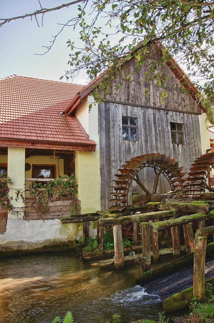 mill, wheel, river, built structure, architecture, building exterior HD wallpaper