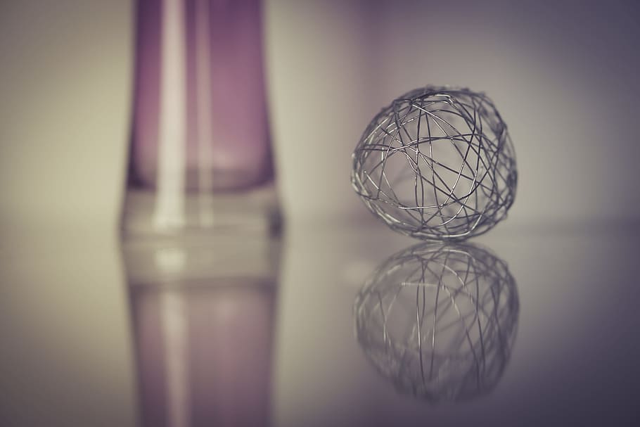 Grey Wire Ball, abstract, art, blur, color, contemporary, decoration HD wallpaper
