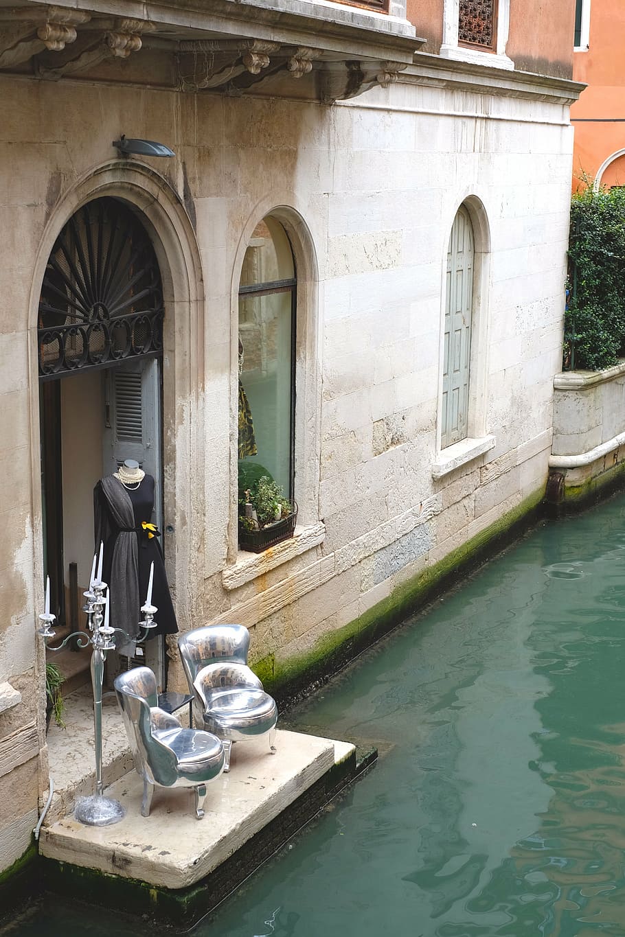 armchairs, silver, venice, architecture, built structure, water HD wallpaper