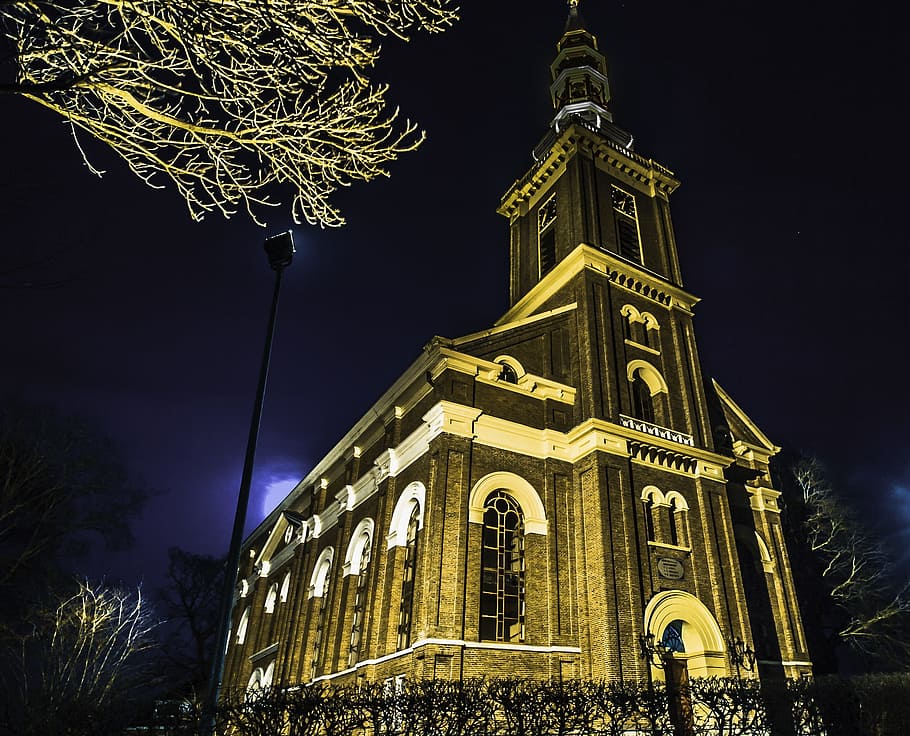 landmark, lights, night, building, architecture, evening, outdoors HD wallpaper