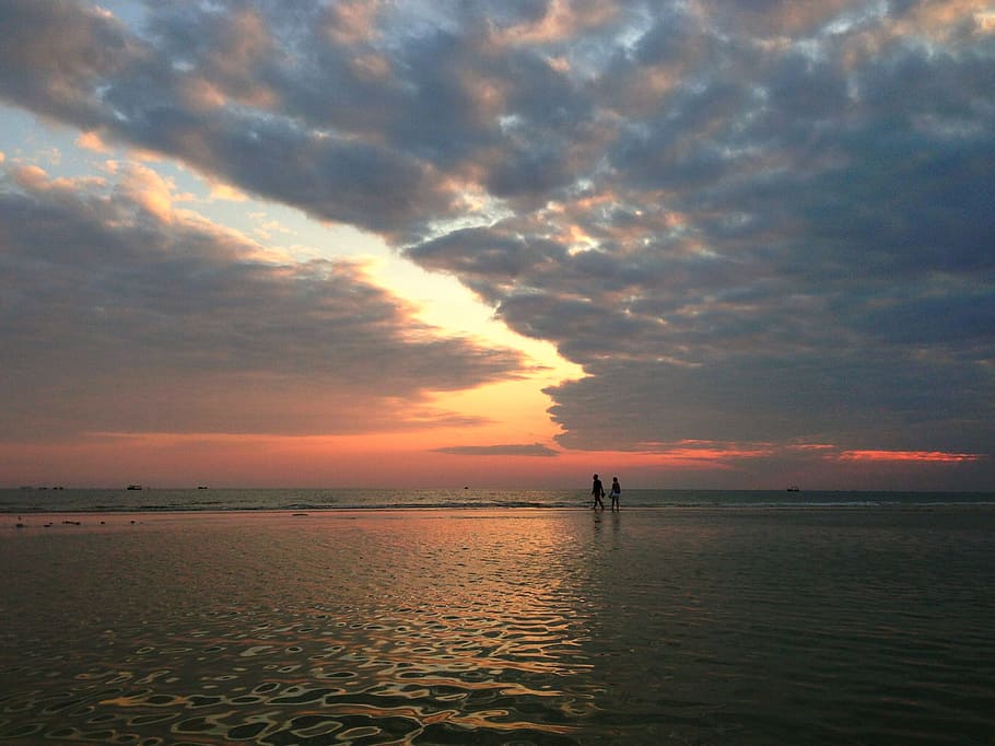 Sea, Beach, Sunset, Cloud, Horizon, the sea, sea-level rise HD wallpaper