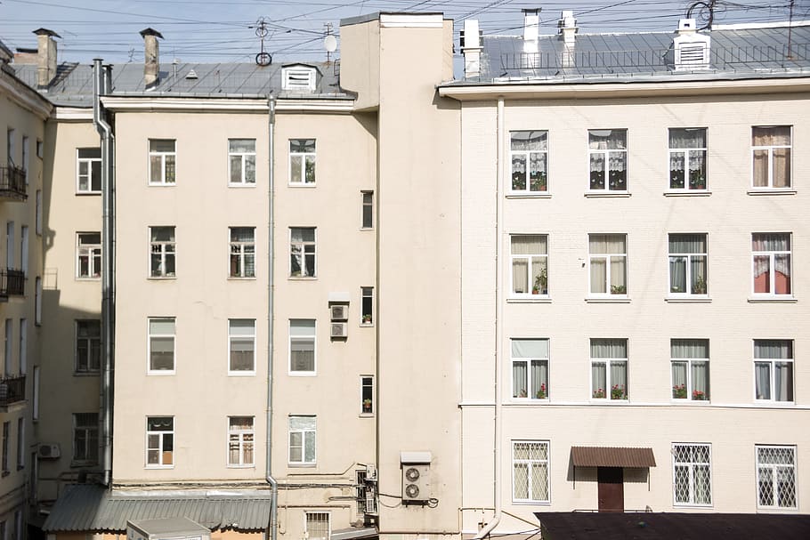City, Wall, Window, Sun, Day, Street, building, sky, house HD wallpaper