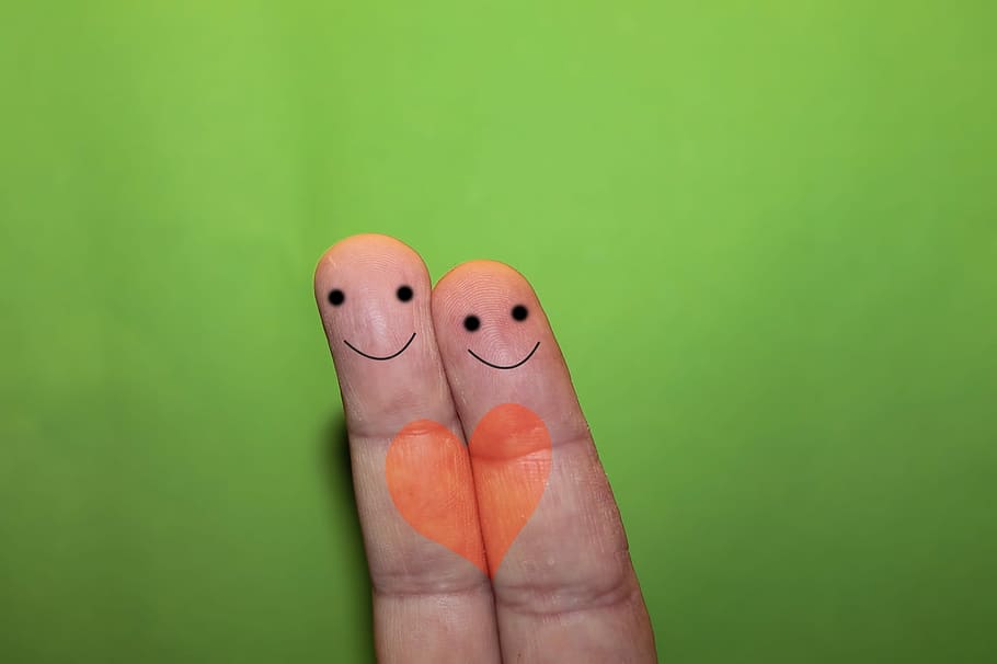 two fingers drawing emoticon, Faces, Heart, Love, Emotion, smile, HD wallpaper