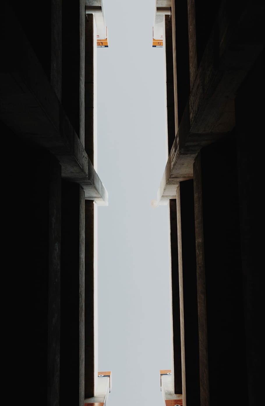 top view of white hallway, untitled, building, looking up, sky HD wallpaper