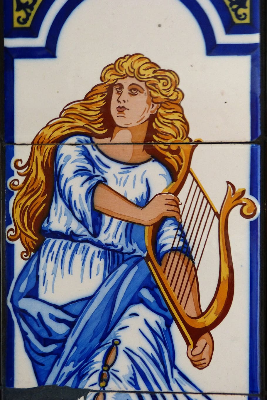 muse, music, harp, tile, instrument, art and craft, creativity HD wallpaper