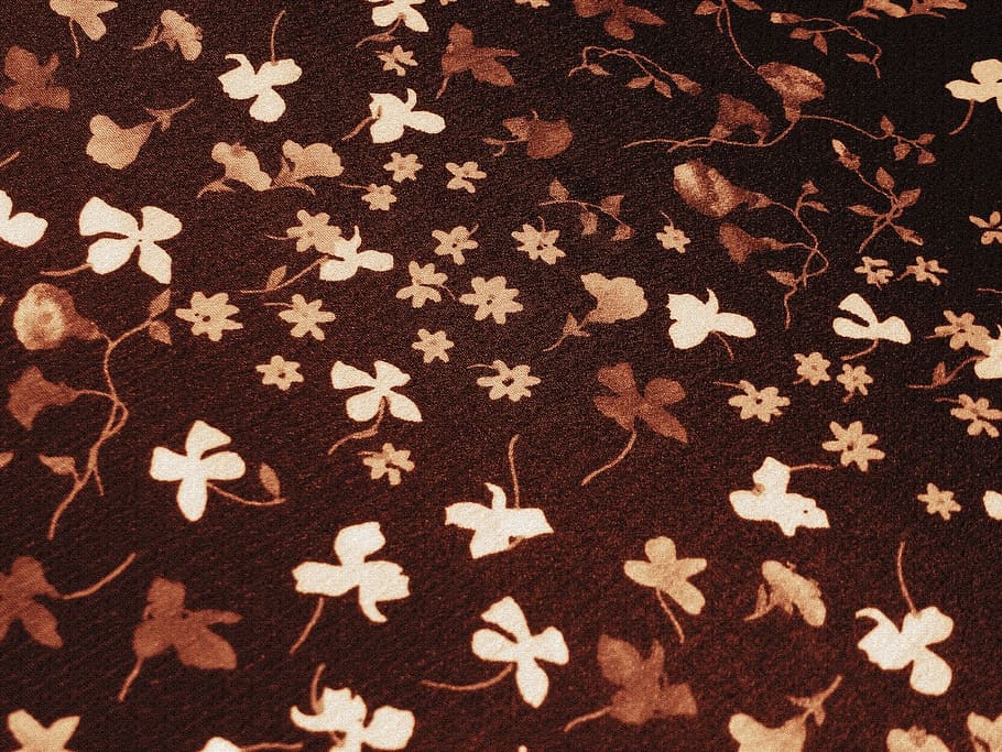 flower, white, brown, patterns, fabrics, clothes, garments HD wallpaper