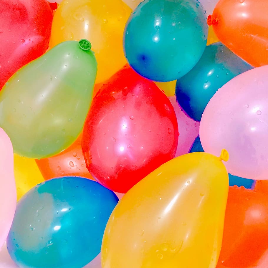 assorted colors of balloons, pretty, colorful, water balloon