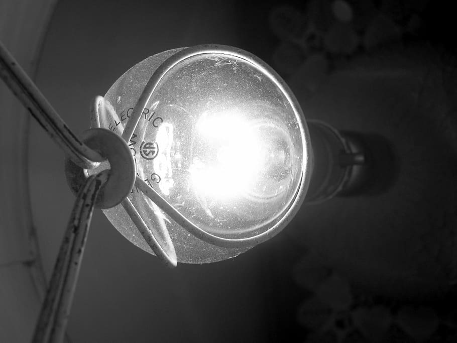 Light, Lamp, Macro, Black, White, lighting equipment, light bulb HD wallpaper