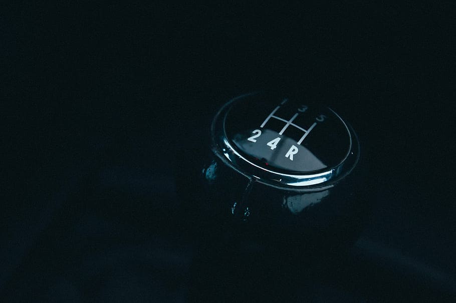 black 5-speed manual gear stick, car, shift, lever, shifter, shift knob