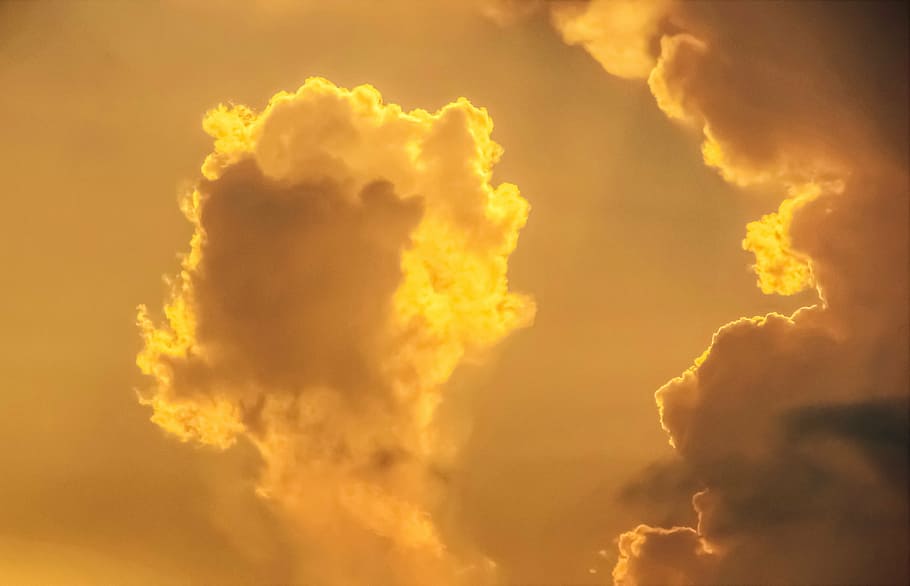 clouds, cumulus, sunset, afternoon, sky, orange, scenic, cloudscape HD wallpaper
