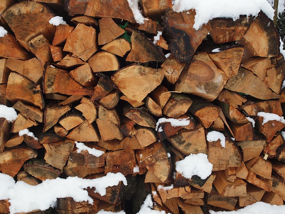 snow, winter, tribes, log, wood, timber, large group of objects HD wallpaper