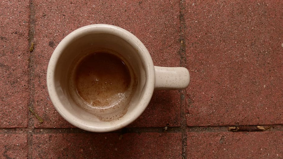 Coffee, Brick, Empty, above, done, last drop, mug, outside HD wallpaper