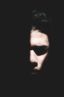 silhouette of half human face, half face of man, portrait, shadow HD wallpaper
