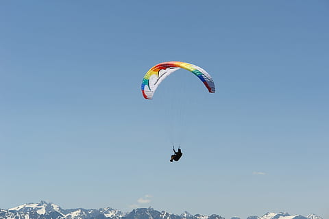 Paraglider, Mountains, Sky, extreme Sports, flying, paragliding HD wallpaper