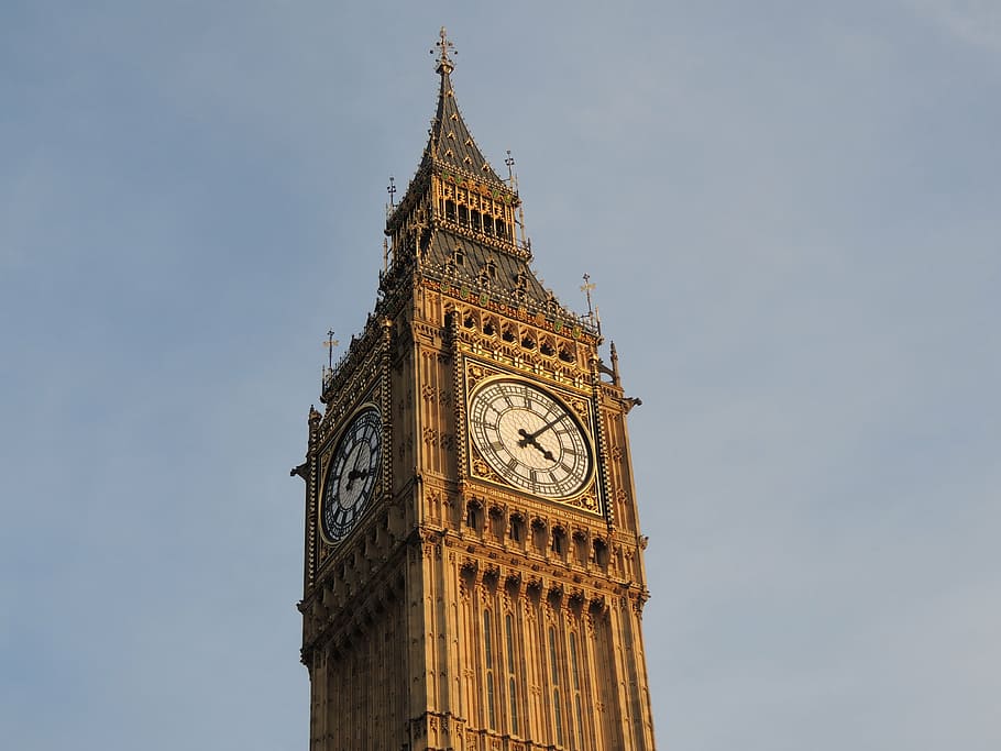 Big Ben , London, clock, tower, england, light, houses Of Parliament - London HD wallpaper