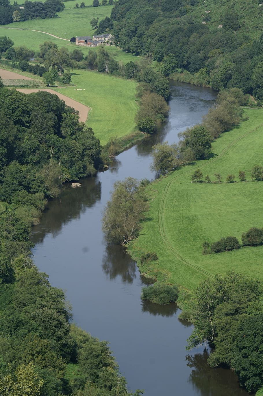 bird's eye view photography of river, Wye, Forest Of Dean, green, HD wallpaper