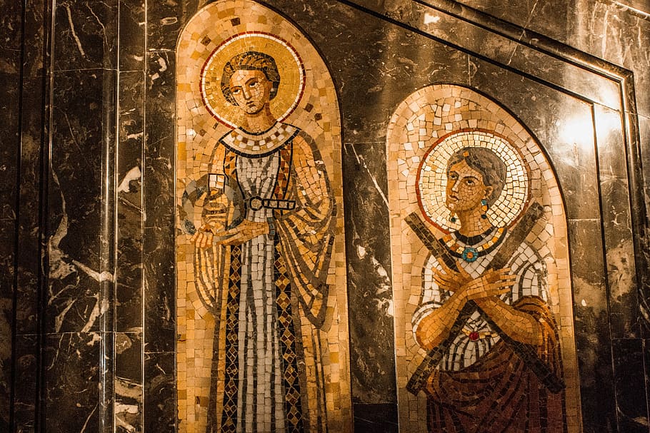 Mosaic, Monserrat, Byzantine, Art, santos, religion, history, HD wallpaper