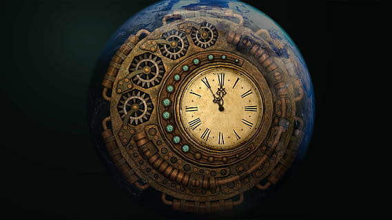 round brown wooden clock, time, moondial, time machine, moon time HD wallpaper