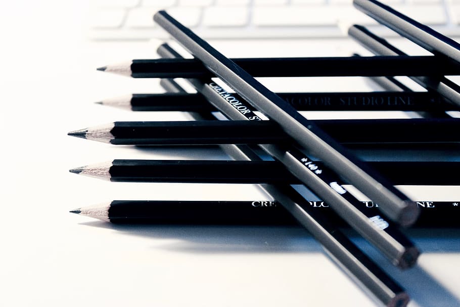 black pencil lot, pencils, writing, drawing, creative, design HD wallpaper