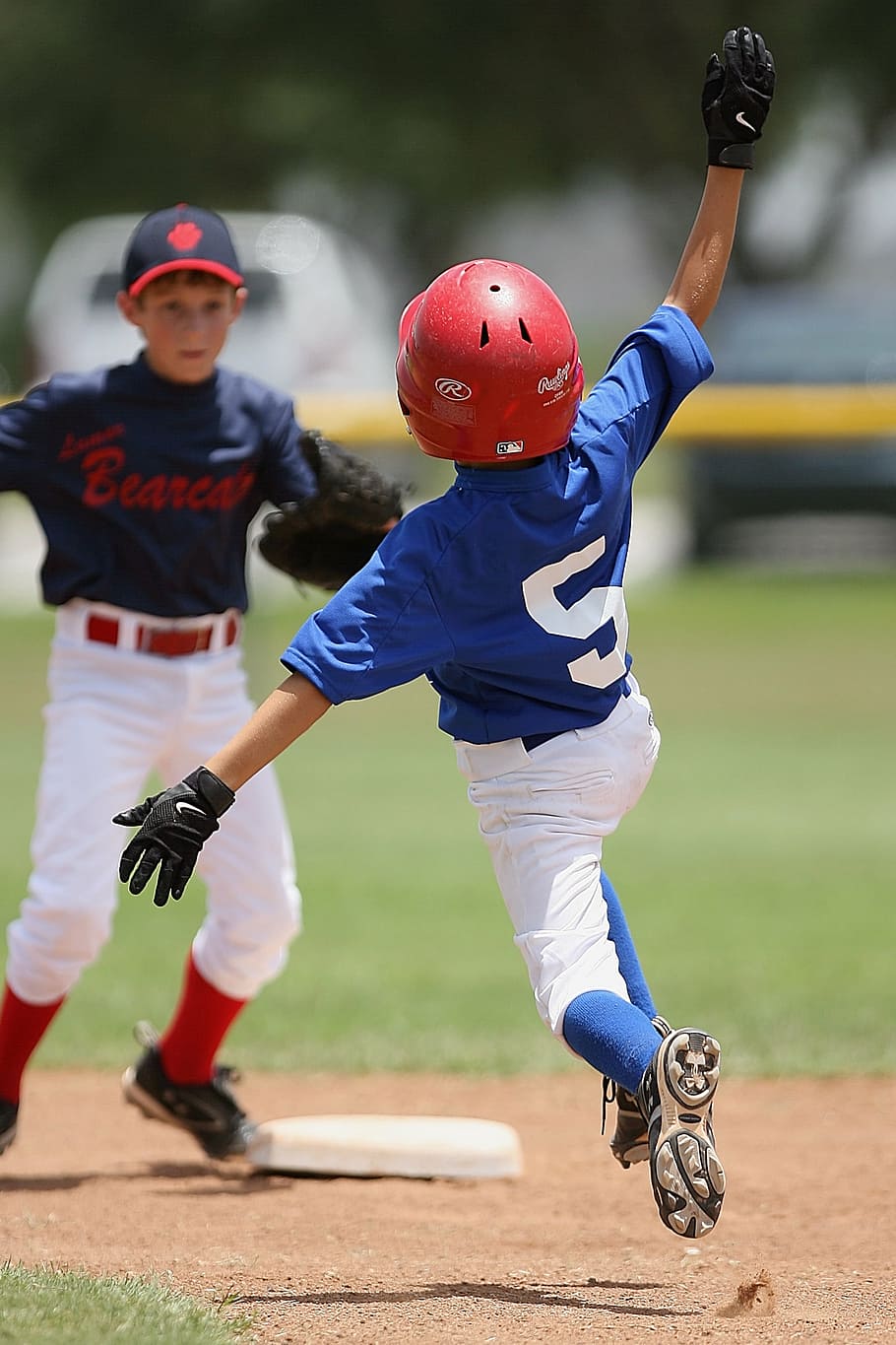 baseball, runner, sliding, second base, infield, stealing second HD wallpaper