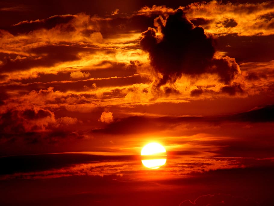 sunset, sky, cloud, twilight, red, cloud - sky, beauty in nature HD wallpaper