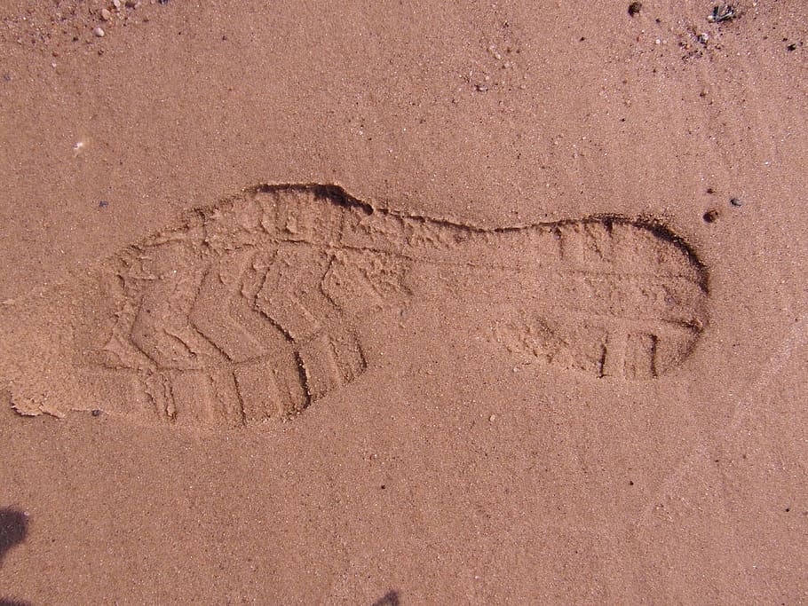 footprint, schusohle, trace, sand, beach, land, no people, brown HD wallpaper